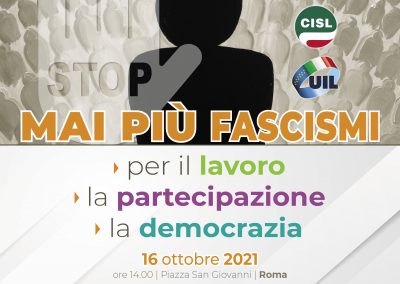 Mai più fascismi. Manifestazione a Roma di Cgil Cisl e Uil