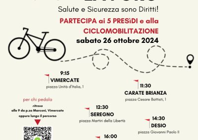 Infortuni sul lavoro. Cgil, Cisl e Uil territoriali promuovono la partecipazione a cinque presidi e alla ciclo-mobilitazione