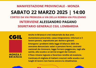 Cgil, manifestazione “per il lavoro e la giustizia sociale”